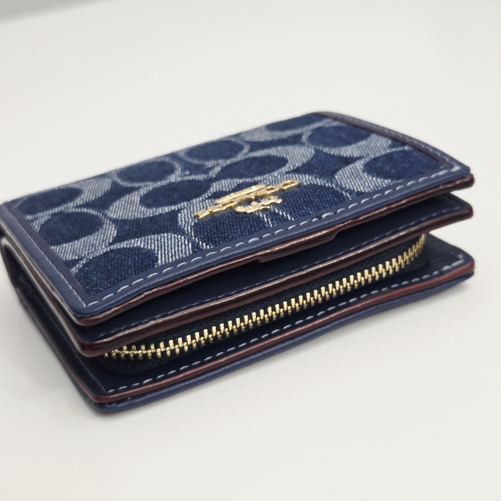 NEW COACH SNAP WALLET IN SIGNATURE DENIM - Picture 6 of 9